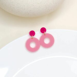 niemalsmehrohne Ohrstecker 'Colorblock Circle in pink & rot '