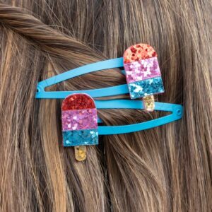 Glitter Haar-Clips 'Ice Lolly' (2er Set)