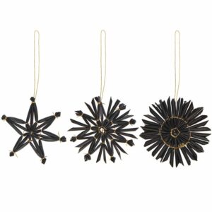 Strohstern-Set 'schwarz' (6teilig)