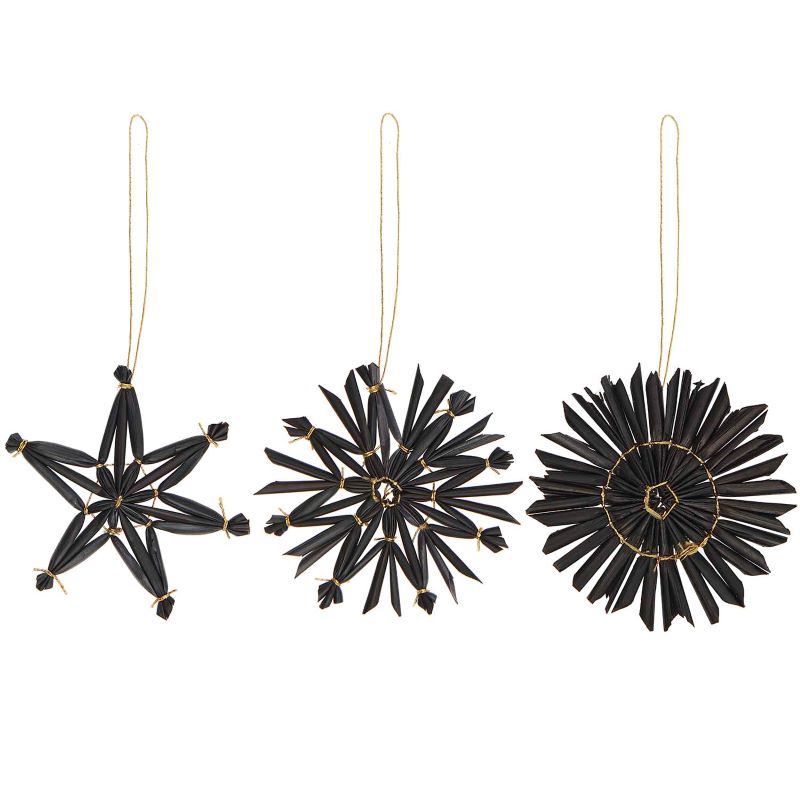 Strohstern-Set 'schwarz' (6teilig)