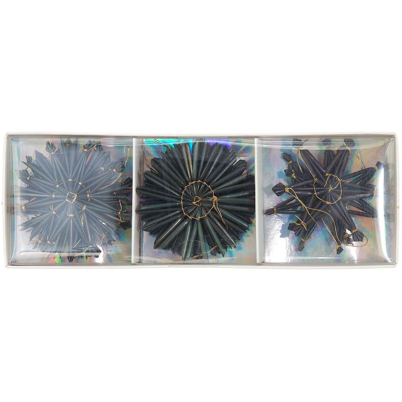 Strohstern-Set 'schwarz' (6teilig) – Bild 3