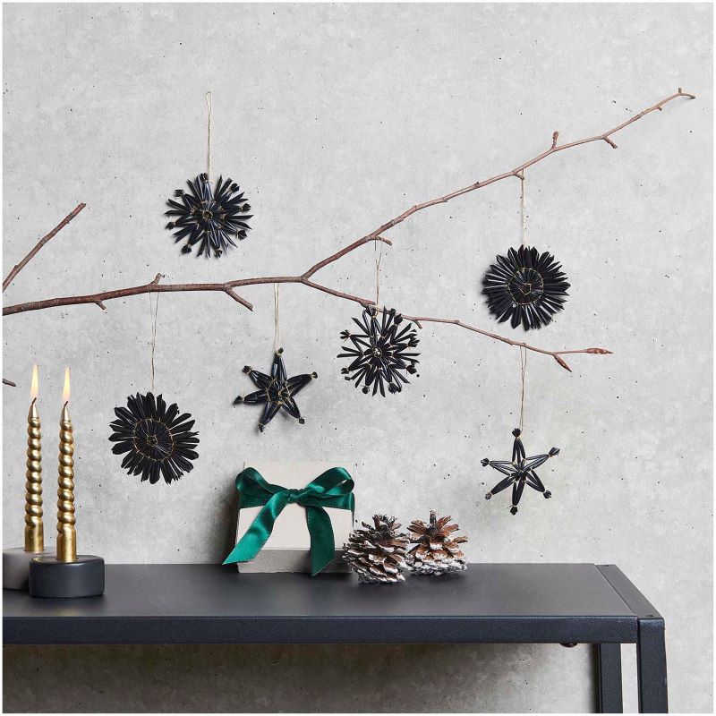 Strohstern-Set 'schwarz' (6teilig) – Bild 4