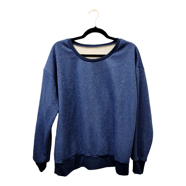 Für Große: Oversize Pullover Glitzer Blau