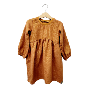 Kinderkleid Musselinkleid Caramel mit LurexStreifen