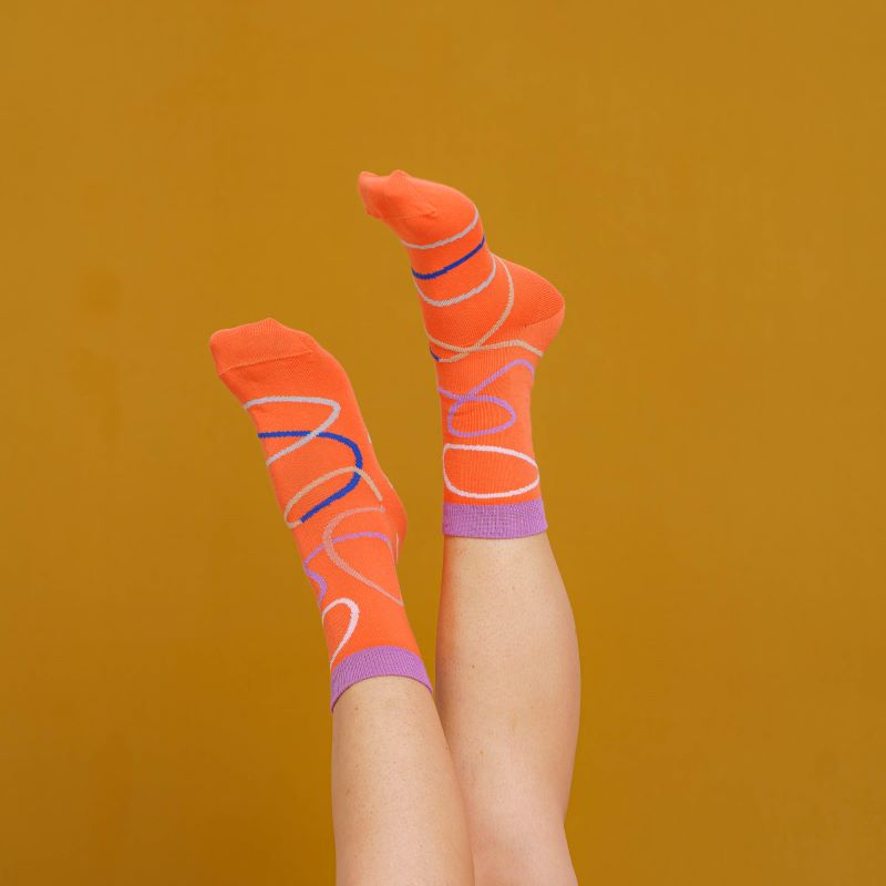 nice socks 'color lines / coral' nicenicenice