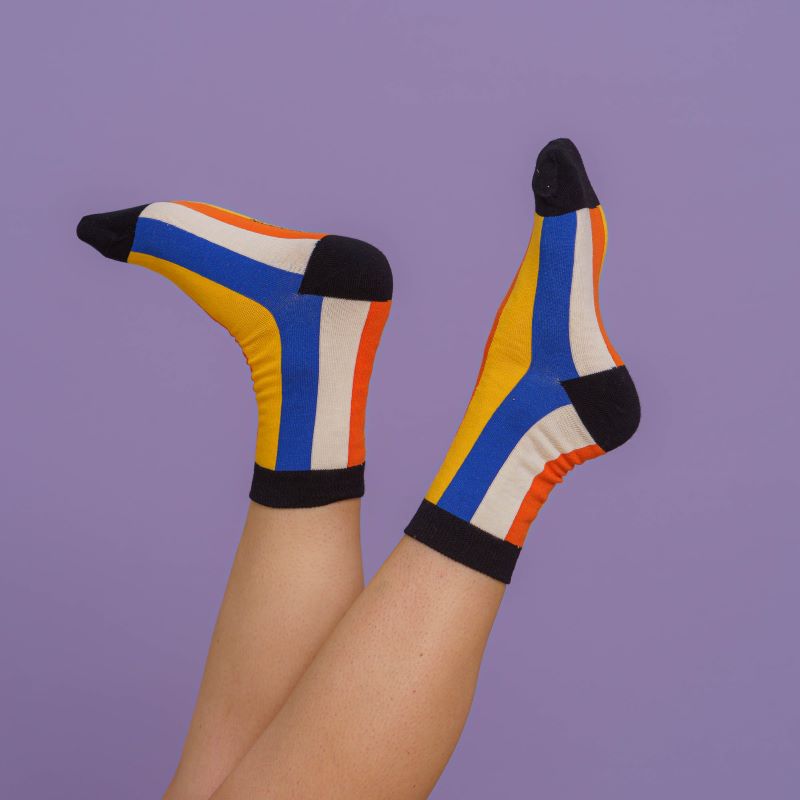 nice socks 'vertical stripes / red blue yellow' nicenicenice