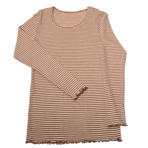 Longsleeve Frauen Wolle Seide Joha 'braun weiss gestreift'