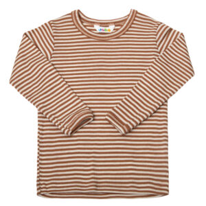 LangarmShirt Joha Wolle Seide 'braun gestreift'