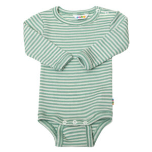 Langarm (Wickel)Body Wolle Seide Joha 'mint gestreift'