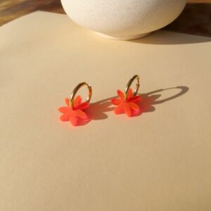 niemalsmehrohne Ohrringe 'Neon Orange Margarite Edelstahl Hoops'