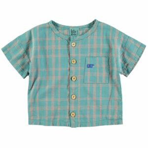 Woven T-Shirt 'Checks + Sunglasses' Lötiekids (Ocean Green)