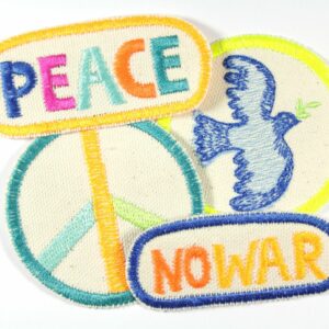 Patches "Peace" & "Frieden" & "Taube" & "no war" 4 BĂĽgelbilder im Set