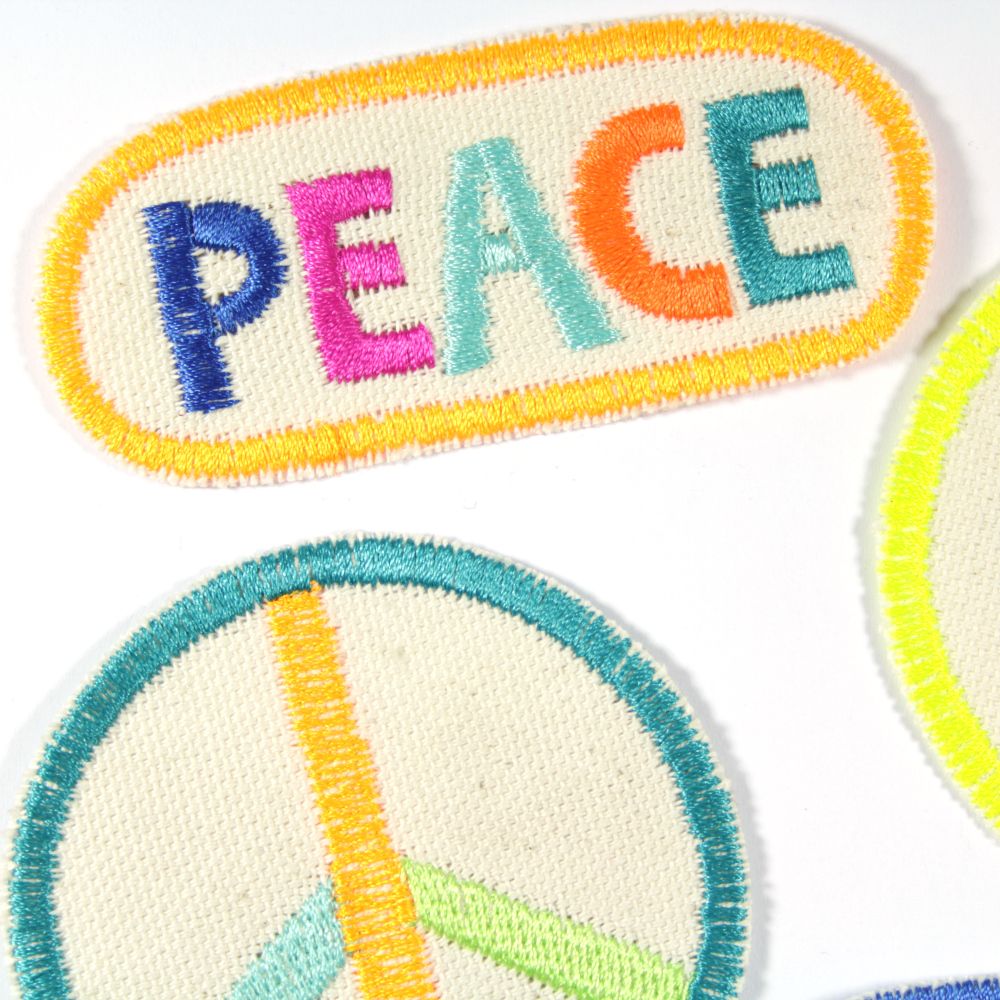 Patches "Peace" & "Frieden" & "Taube" & "no war" 4 Bügelbilder im Set – Bild 2