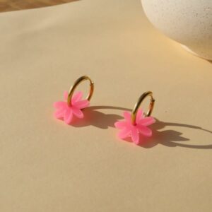 niemalsmehrohne Ohrringe 'Neon Pink Margarite Edelstahl Hoops'