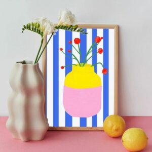 Ute Arnold Studio Poster A4 'Mio Vaso Blue Stripes'