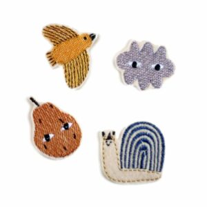 Aufnäher SET 'Schnecke, Birne, Wolke, Vogel' von Halfbird