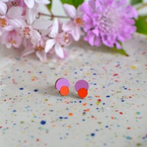 Rasmussons Holzohrstecker 'fuchsia / orange'