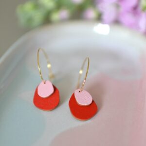 Rasmussons Kleine Creole Drops 'red / baby pink'