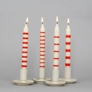 A World of Craft Soja Kerzen 'Gestreift rot/weiß' (4-er Set)