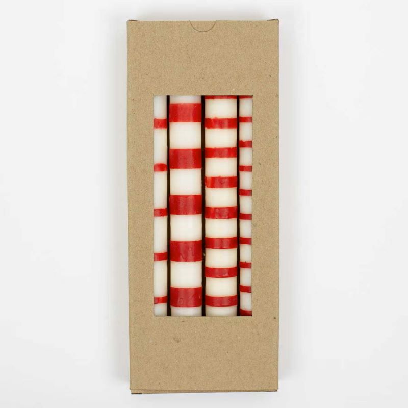 A World of Craft Soja Kerzen 'Gestreift rot/weiß' (4-er Set) – Bild 2