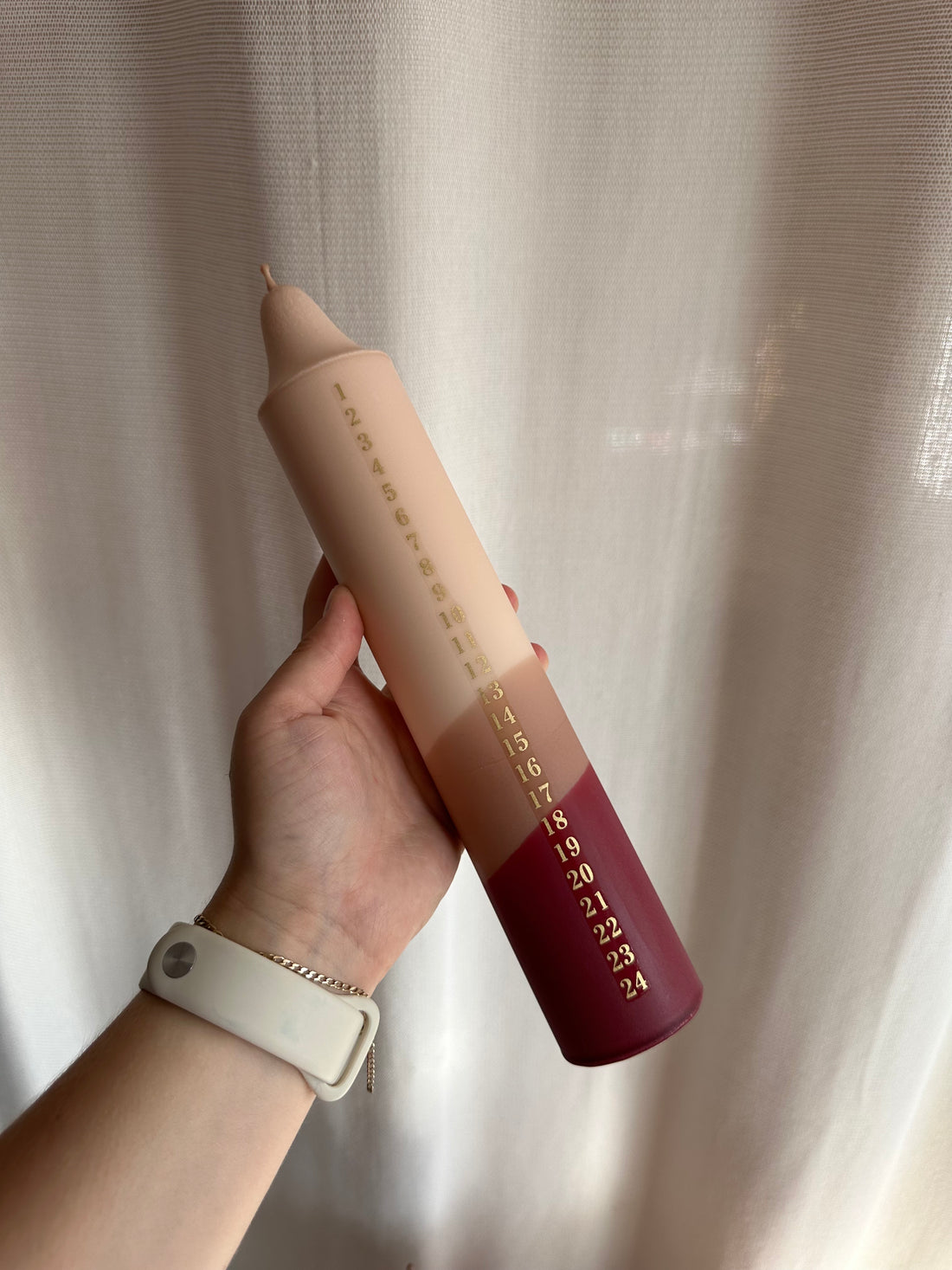 AdventskalenderKerze rot, orange, beige, braun – Bild 5