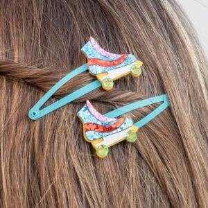 Glitter Haar-Clips 'Roller Skate' (2er Set)
