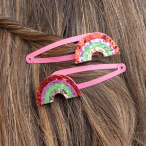 Glitter Haar-Clips 'Rainbow' (2er Set)
