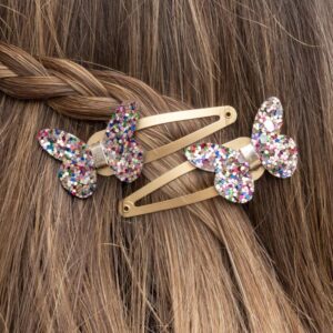 Glitter Haar-Clips 'Fairies in the Garden butterfly' (2er Set)