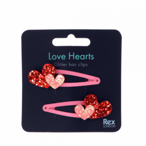 Glitter Haar-Clips 'Love Hearts' (2er Set)