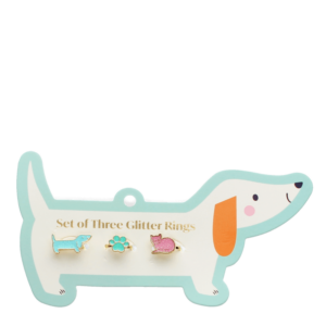 Set mit drei Glitzerringen 'Dog & Cat'