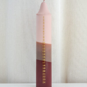AdventskalenderKerze beige, braun,  dunkelrot