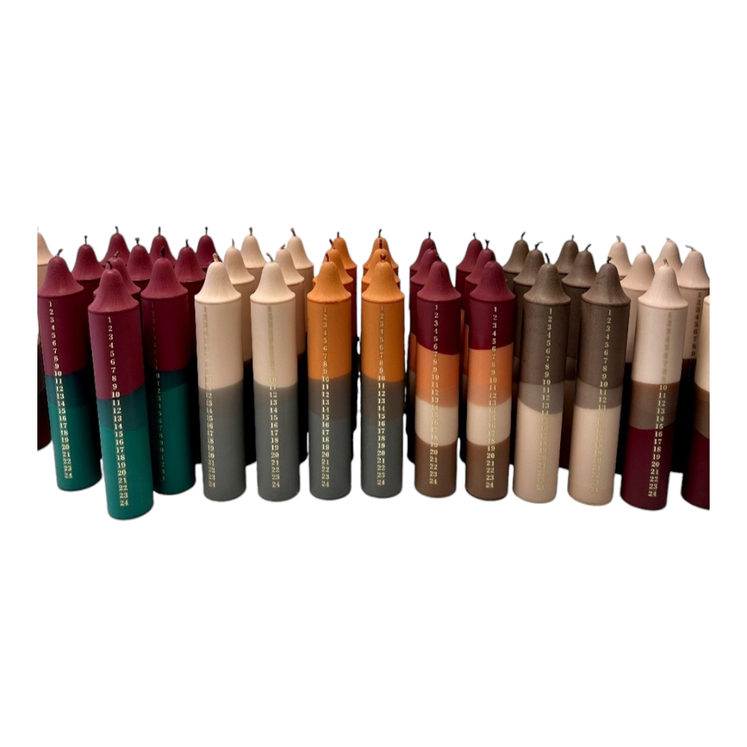 AdventskalenderKerze rot, orange, beige, braun – Bild 3