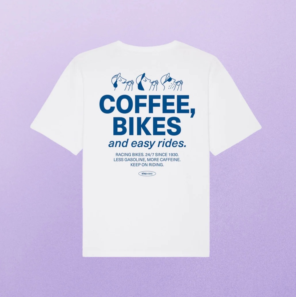 Tshirt 'Coffee, bikes and easy rides' studio ciao