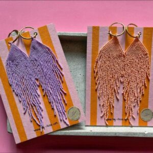 Ute Arnold Studio Ohrringe 'Statement BOHO Love' in Flieder und Coral-Rose