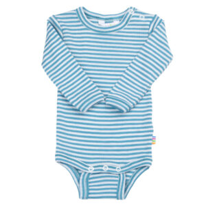 Langarm (Wickel)Body Wolle Seide Joha 'türkis gestreift'