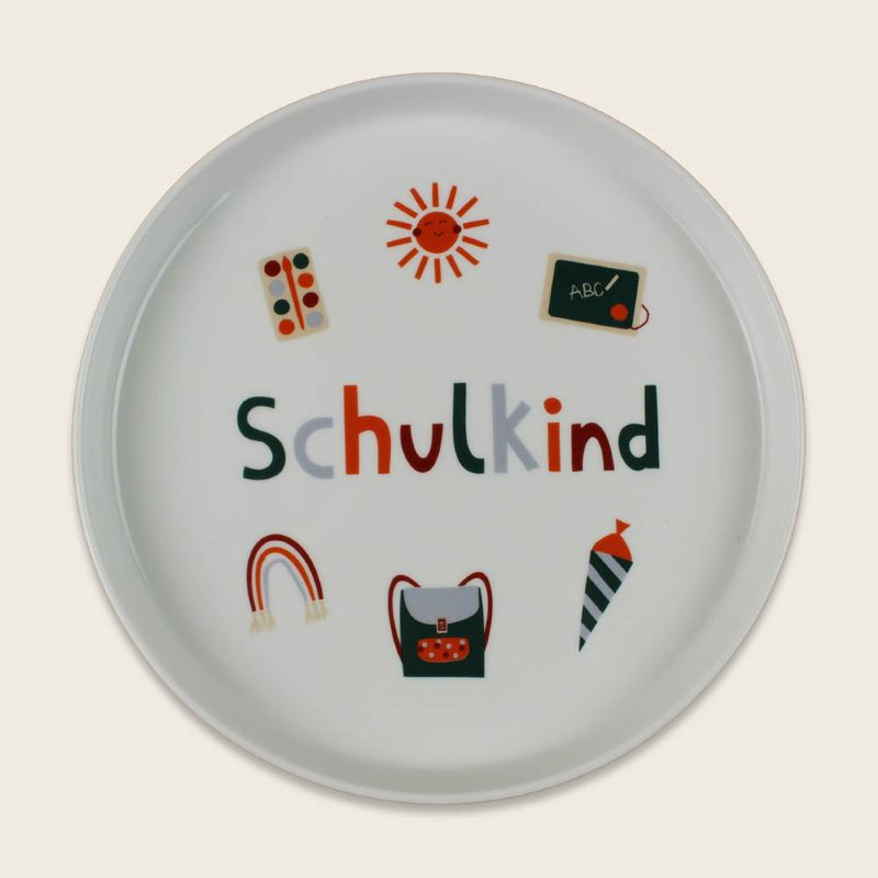 Ava&Yves Porzellan-Set 'Schulkind Adventure' mit großem Teller (23cm), Becher und Müslischale – Bild 4