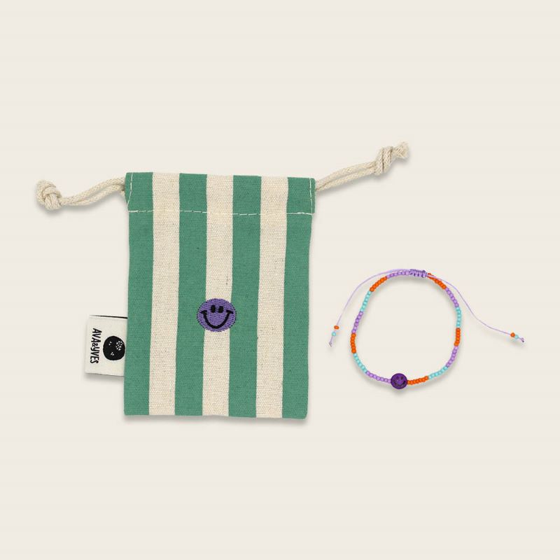 Ava&Yves Perlenarmband 'Smiley lila/orange' – Bild 3