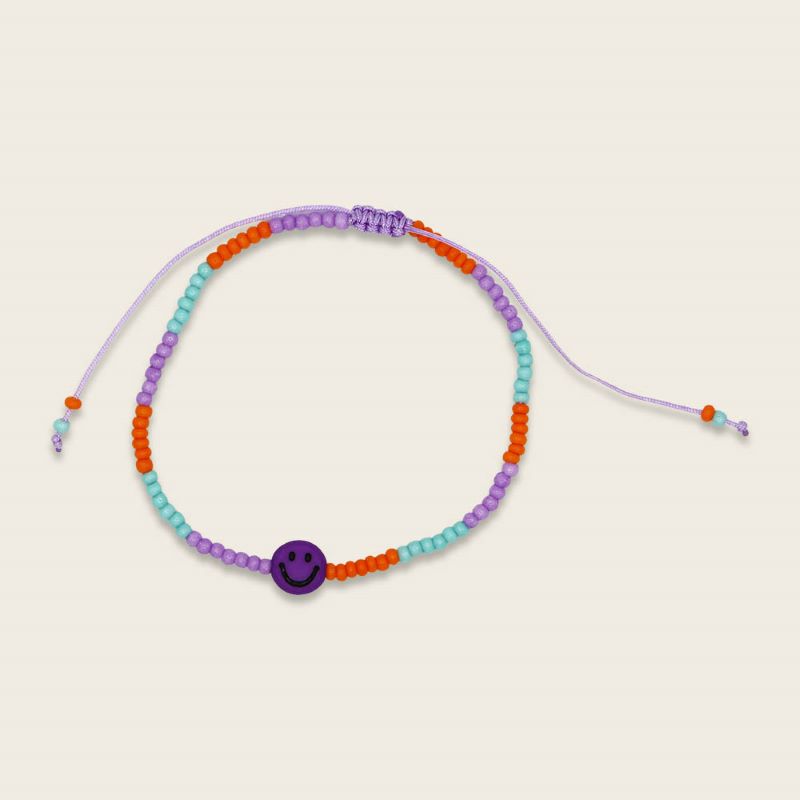 Ava&Yves Perlenarmband 'Smiley lila/orange' – Bild 2