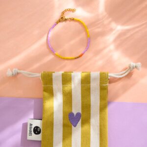 Ava&Yves Perlenarmband 'lila/gelb'